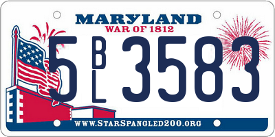 MD license plate 5BL3583