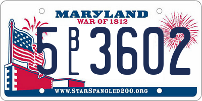 MD license plate 5BL3602