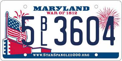 MD license plate 5BL3604