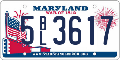 MD license plate 5BL3617