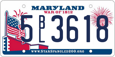 MD license plate 5BL3618