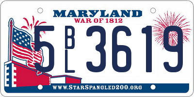 MD license plate 5BL3619
