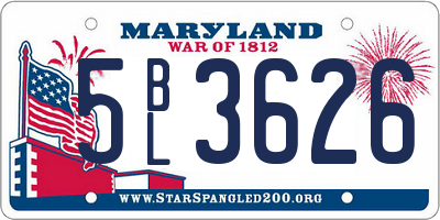 MD license plate 5BL3626