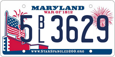 MD license plate 5BL3629