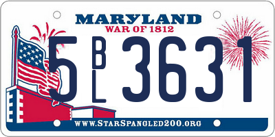 MD license plate 5BL3631