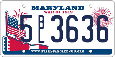 MD license plate 5BL3636