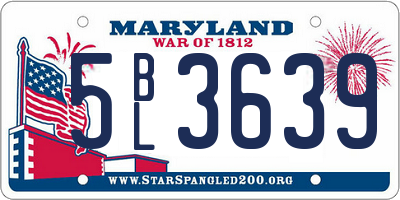 MD license plate 5BL3639
