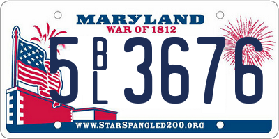 MD license plate 5BL3676