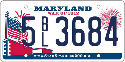 MD license plate 5BL3684