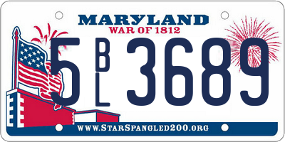 MD license plate 5BL3689