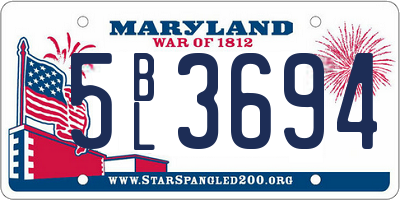 MD license plate 5BL3694