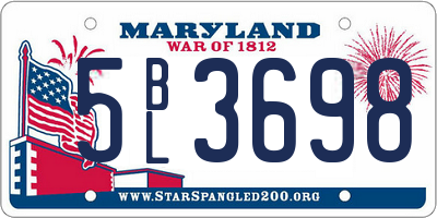 MD license plate 5BL3698