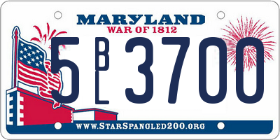MD license plate 5BL3700