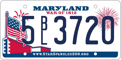 MD license plate 5BL3720
