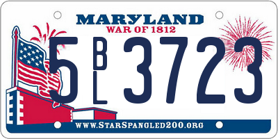 MD license plate 5BL3723