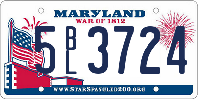 MD license plate 5BL3724