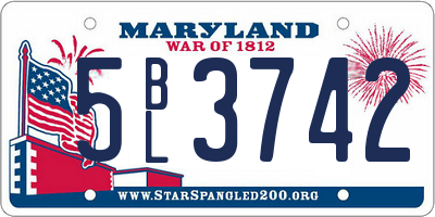 MD license plate 5BL3742