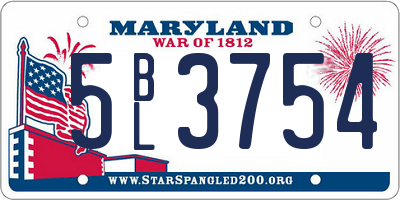 MD license plate 5BL3754