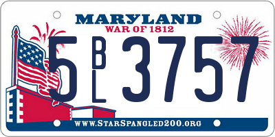 MD license plate 5BL3757