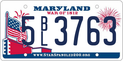 MD license plate 5BL3763