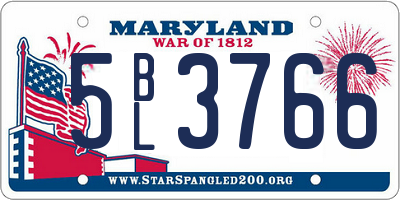 MD license plate 5BL3766