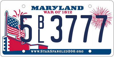MD license plate 5BL3777