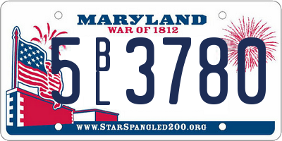 MD license plate 5BL3780