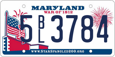 MD license plate 5BL3784