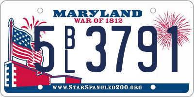 MD license plate 5BL3791