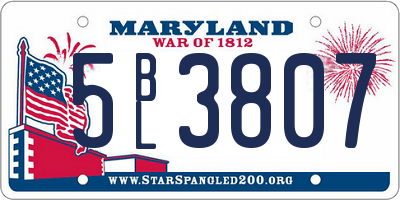 MD license plate 5BL3807
