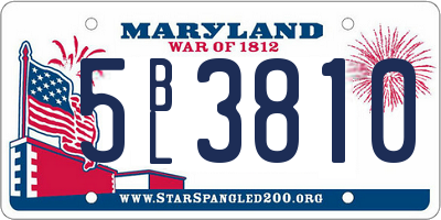 MD license plate 5BL3810