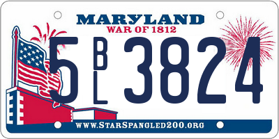 MD license plate 5BL3824