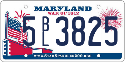 MD license plate 5BL3825