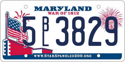 MD license plate 5BL3829