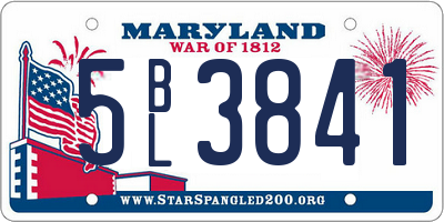 MD license plate 5BL3841