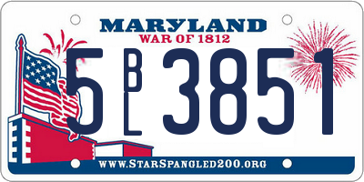 MD license plate 5BL3851