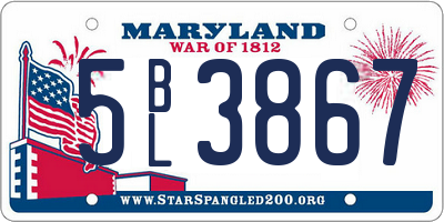 MD license plate 5BL3867