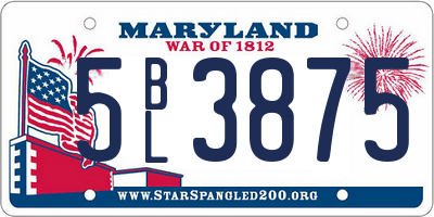 MD license plate 5BL3875