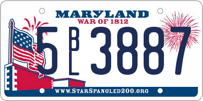 MD license plate 5BL3887