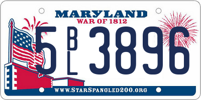 MD license plate 5BL3896