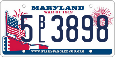 MD license plate 5BL3898