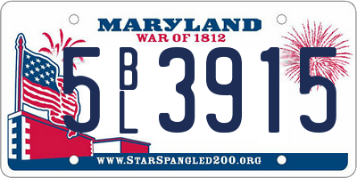 MD license plate 5BL3915