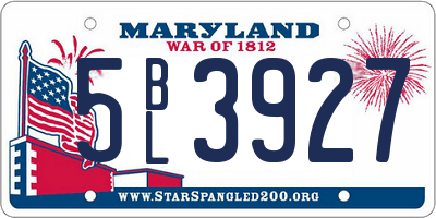 MD license plate 5BL3927