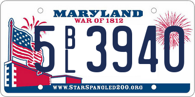 MD license plate 5BL3940