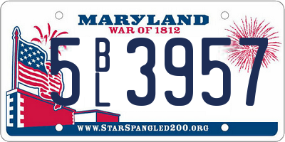 MD license plate 5BL3957