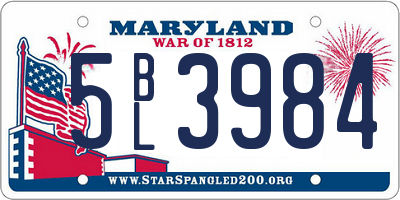 MD license plate 5BL3984