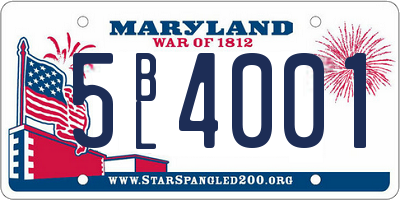 MD license plate 5BL4001
