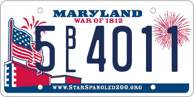 MD license plate 5BL4011