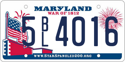 MD license plate 5BL4016
