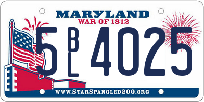 MD license plate 5BL4025